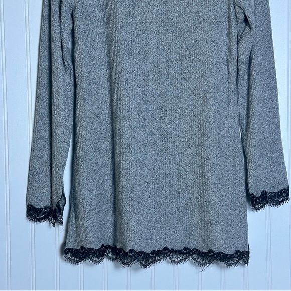 Natori Women's Gray Ulla Lace Trim Ribbed Knit Sleepwear Pajama Top Size M - Picture 14 of 16